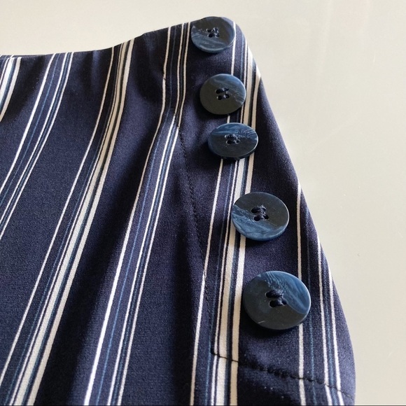 Laura Petites Navy & White Stripe Asymmetric Skirt Size M - Picture 4 of 12